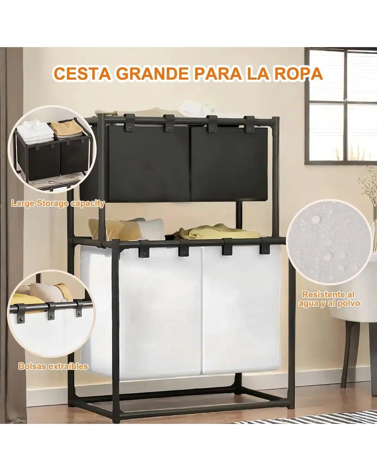 Cesta De Ropa Sucia 4 Compartimentos Espesar Accesorios Baño-4