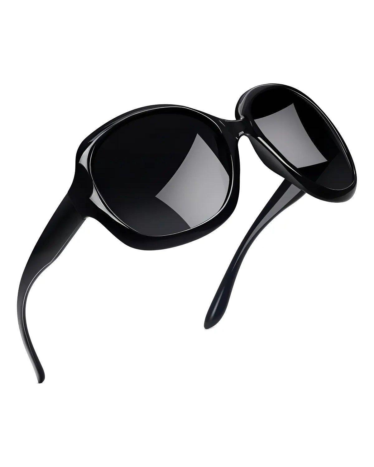 Lentes De Sol Mujer Polarizados Dama Grandes Uv400 Armazón Negro Clásicos-0