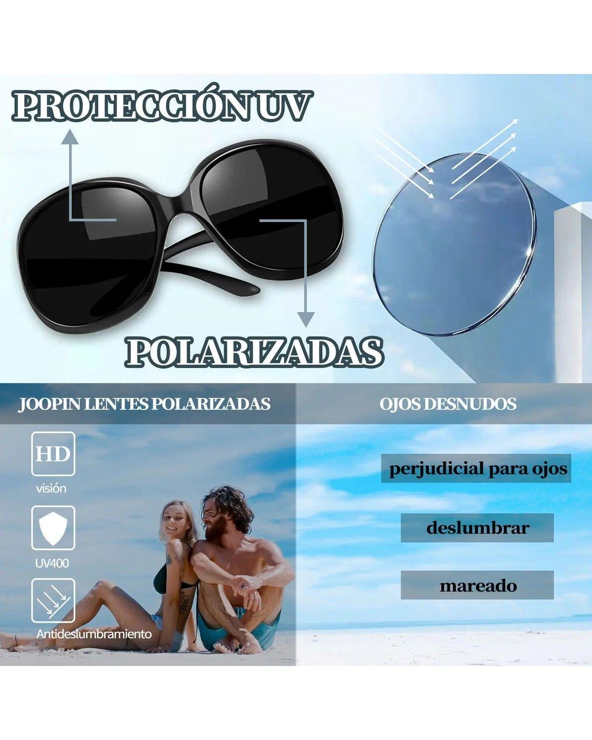 Lentes De Sol Mujer Polarizados Dama Grandes Uv400 Armazón Negro Clásicos-3