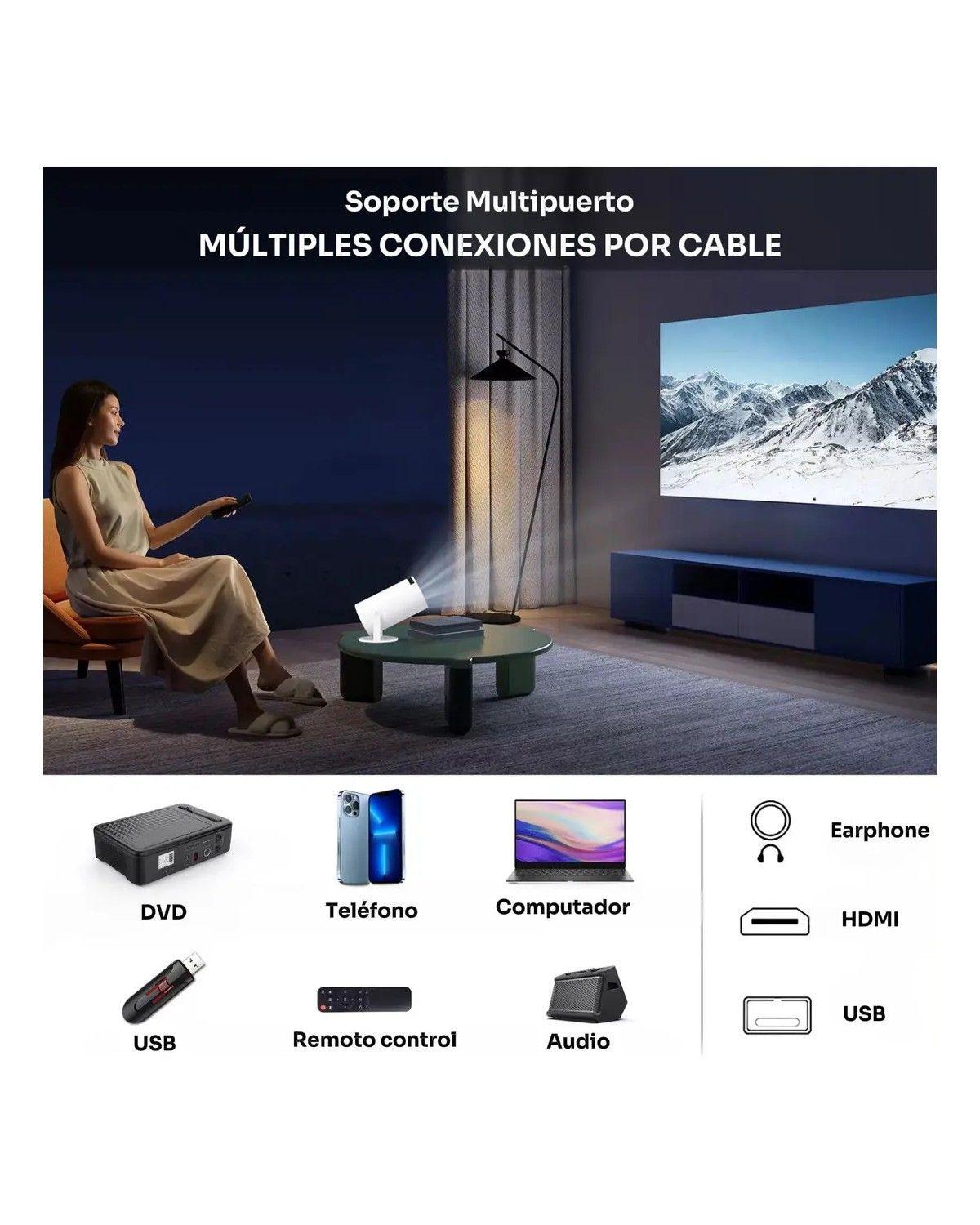 Proyector Portátil Led 4k Hd Android 11 Wifi 6 Bluetooth 5.0 Cine En Casa Smart Proyección-3