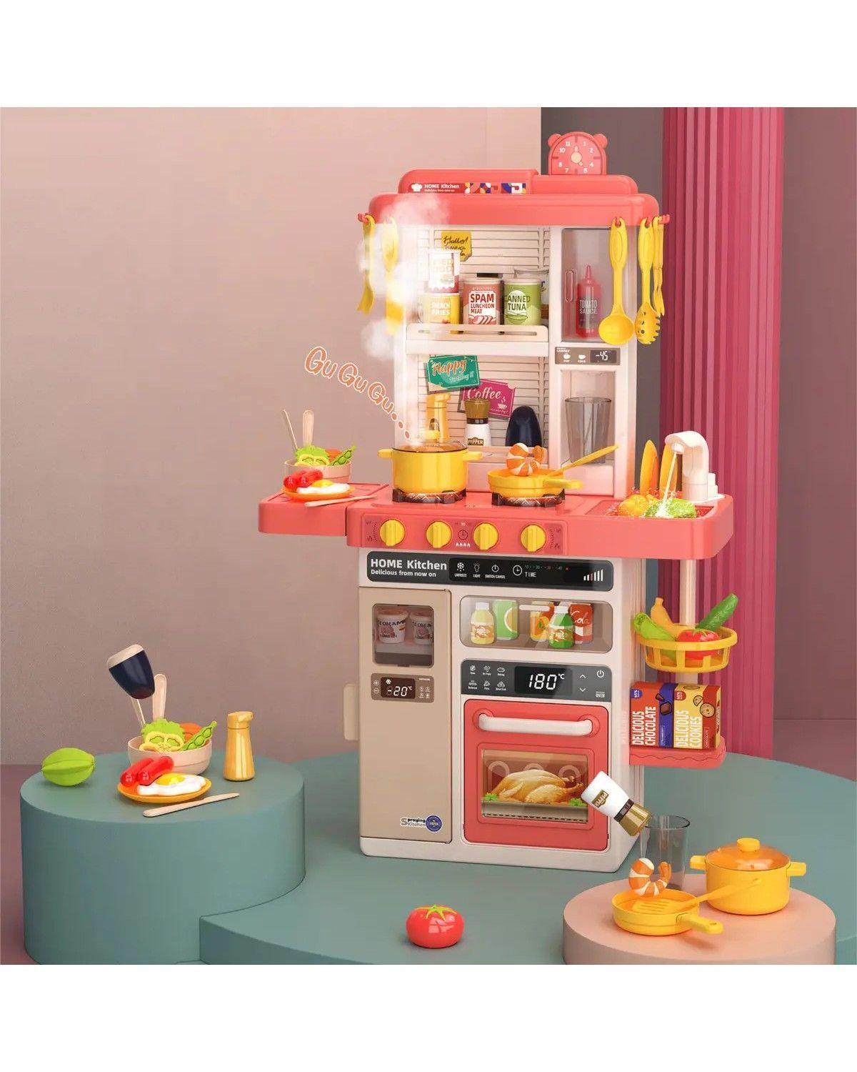 Cocina Juguete Multifuncional 50 Piezas Luces Sonidos Vapor 78cm-1