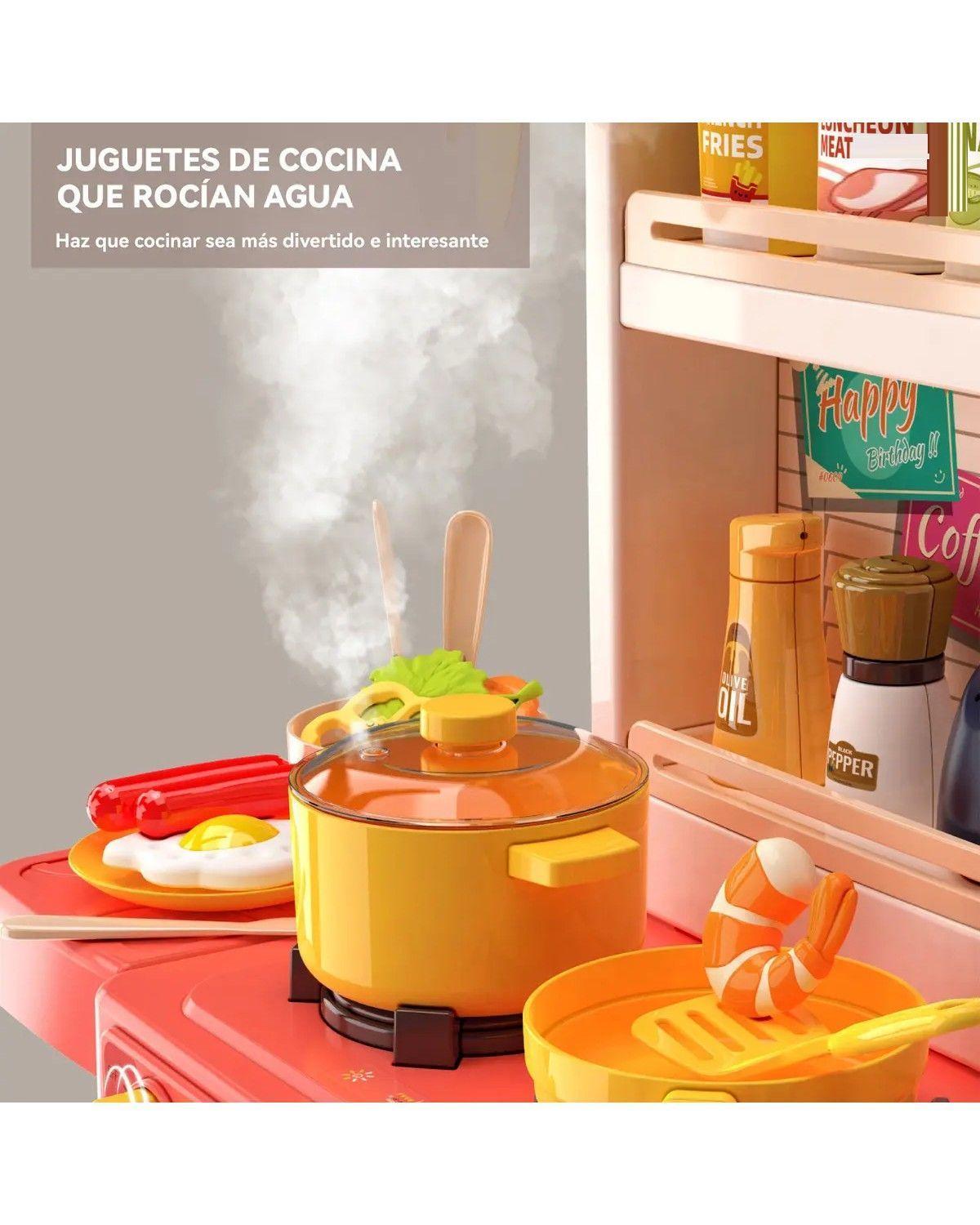 Cocina Juguete Multifuncional 50 Piezas Luces Sonidos Vapor 78cm-3