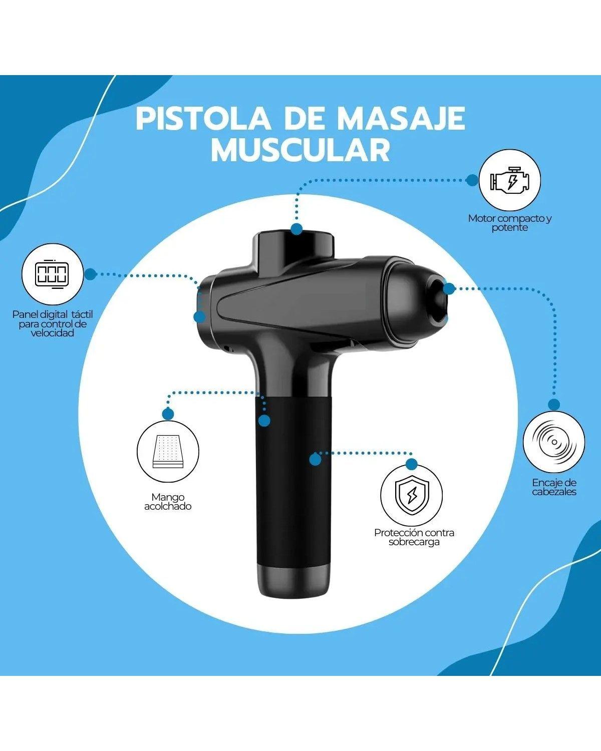 Pistola De Masajes Descontracturante Gun Kine + 11 Cabezales Negro-2
