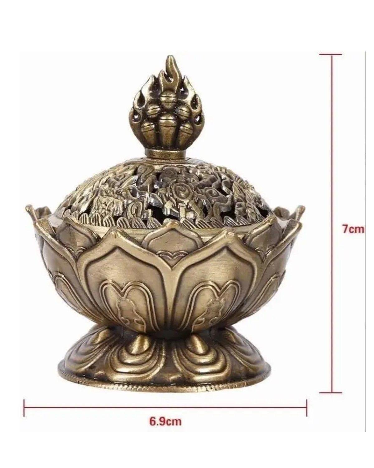 Quemador De Incienso Cono Flor De Loto Metal Meditación Yoga-1