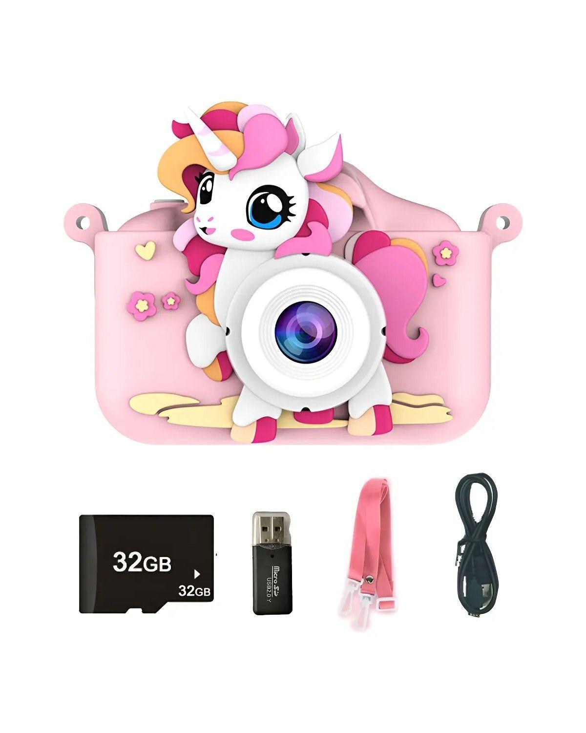 Mini Cámara Fotográfica Digital Niño 1080p Con Funda Y 32 Gb-0