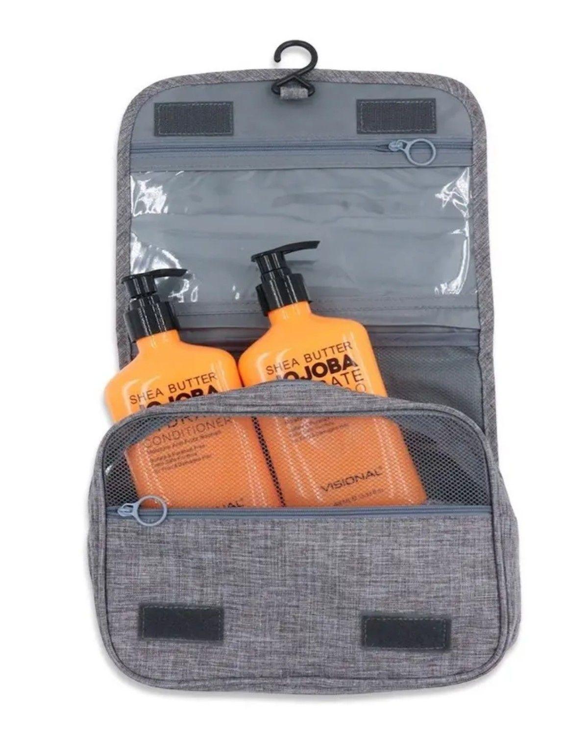 Bolsa Viaje Cosmético Organizador De Maquillaje Impermeable Color Gris-2