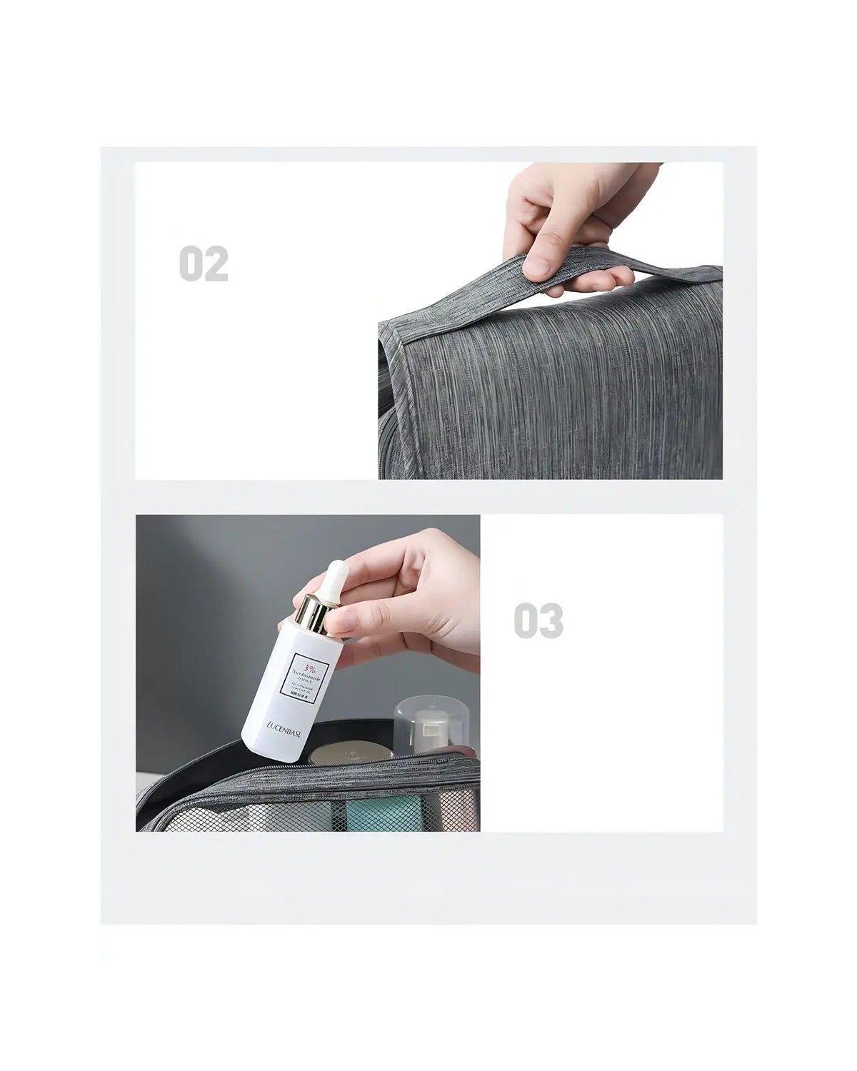Bolsa Viaje Cosmético Organizador De Maquillaje Impermeable Color Gris-3