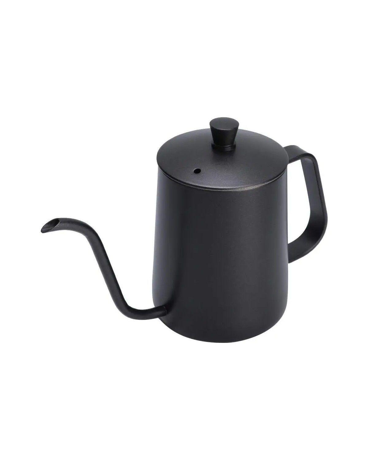 Tetera Cuello De Cisne De Acero Inoxidable Negro 600ml-1