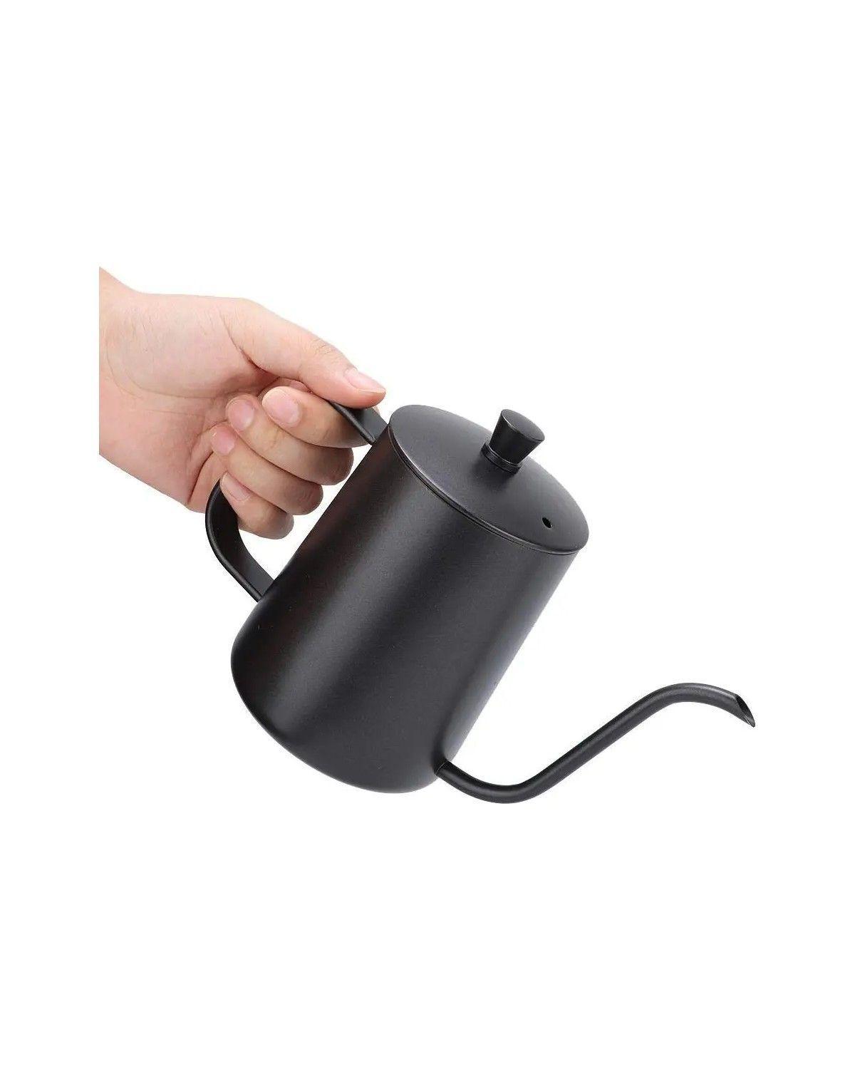 Tetera Cuello De Cisne De Acero Inoxidable Negro 600ml-2