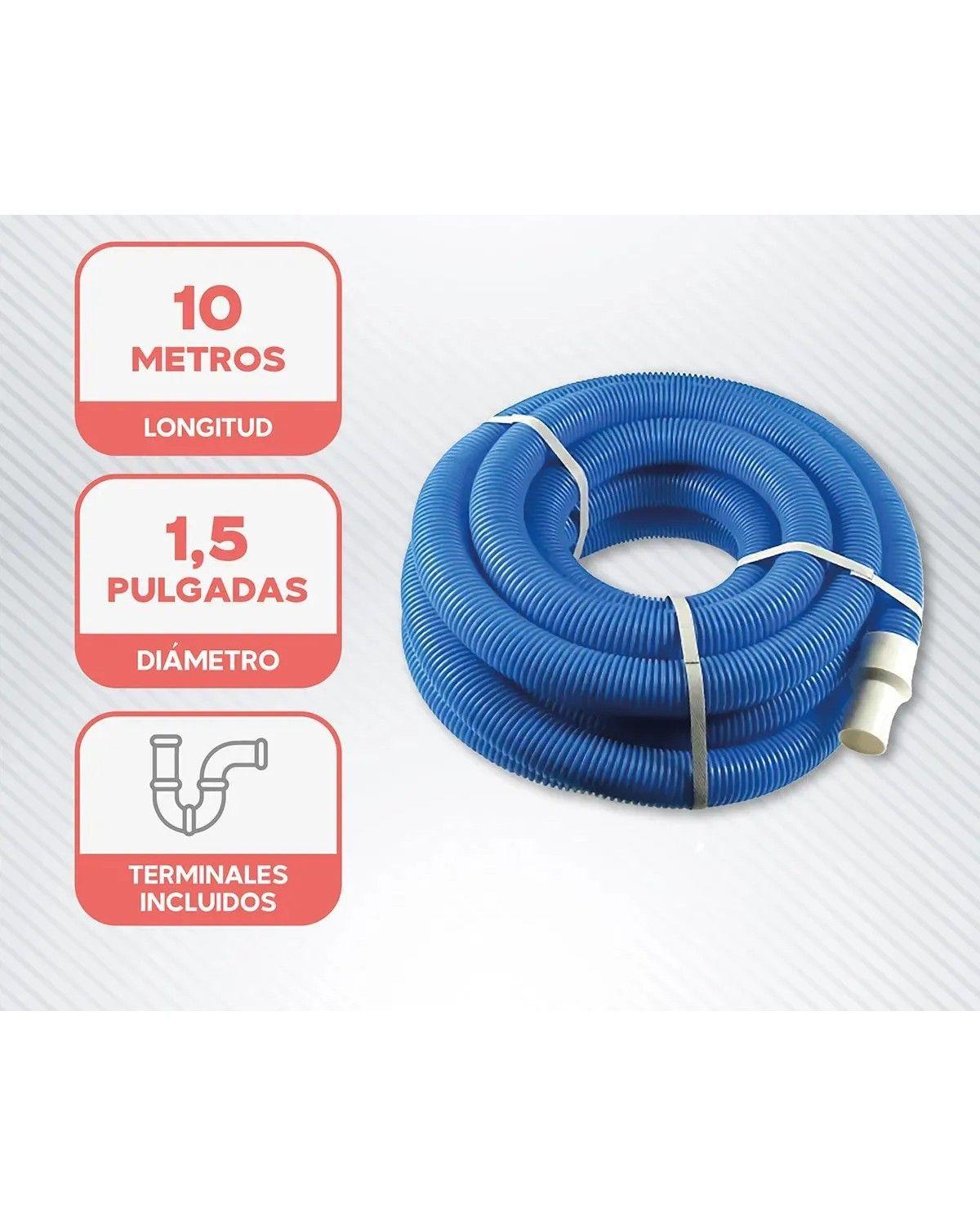 Kit Limpieza Piscina Pértiga 2.4m Manguera Accesorios Azul-1