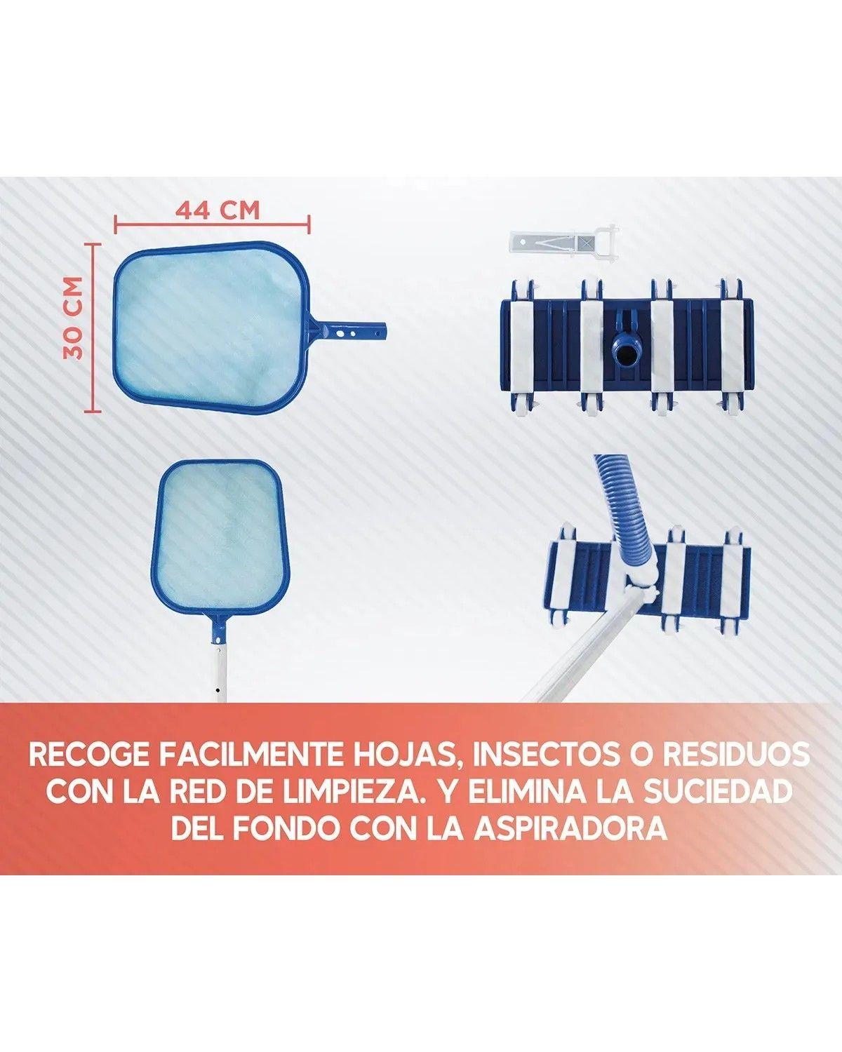 Kit Limpieza Piscina Pértiga 2.4m Manguera Accesorios Azul-2
