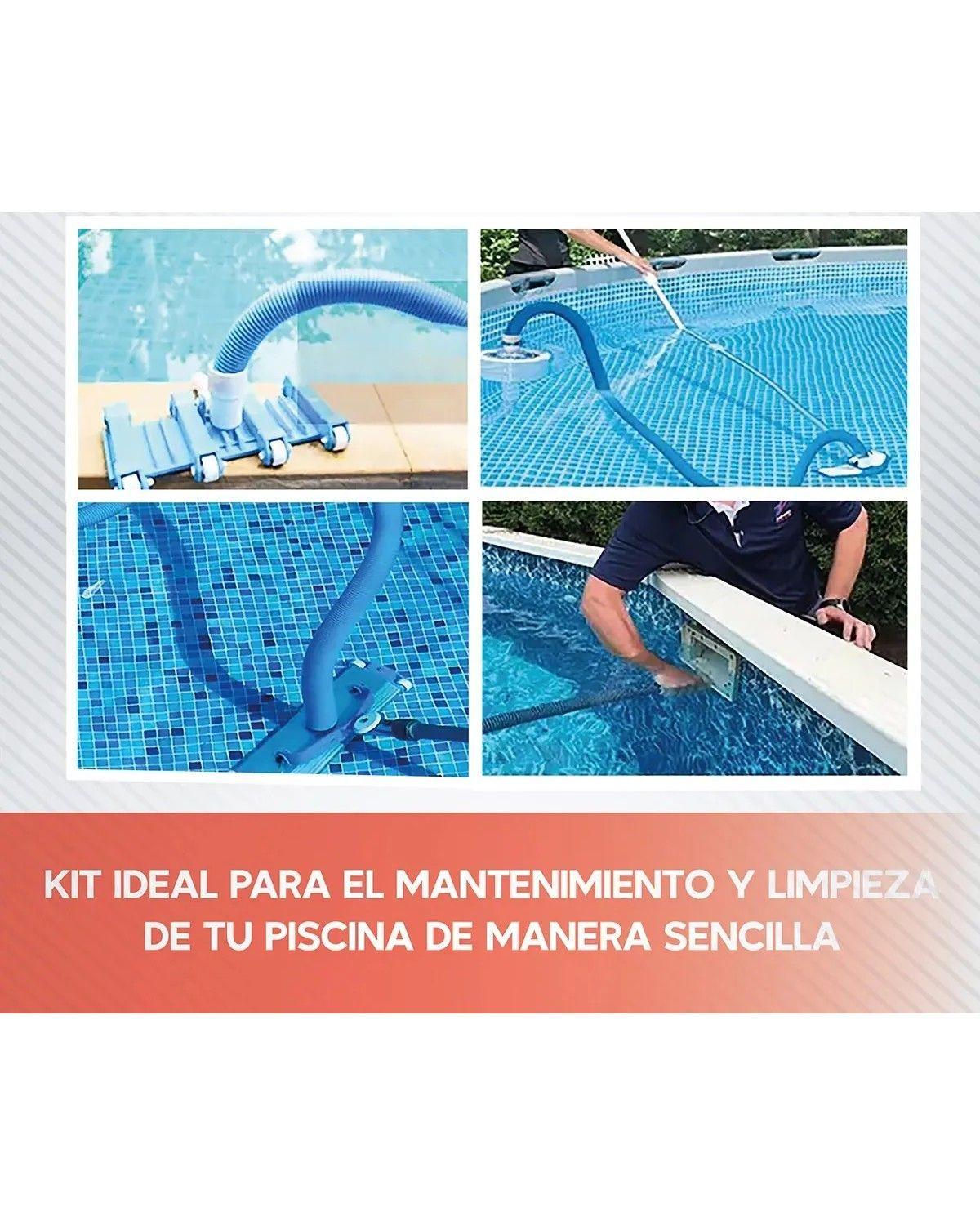 Kit Limpieza Piscina Pértiga 2.4m Manguera Accesorios Azul-3