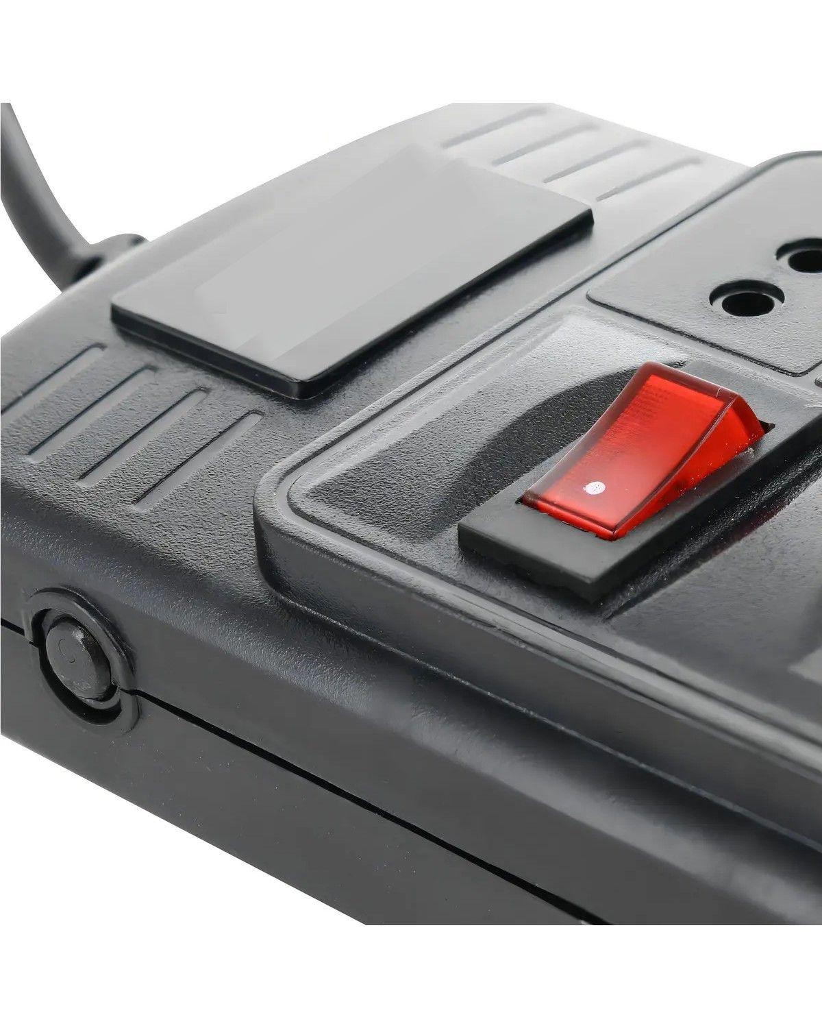 Alargador 6 Tomas Con 2 Puertos Usb E Interruptor On Off 3 M Color Negro-1
