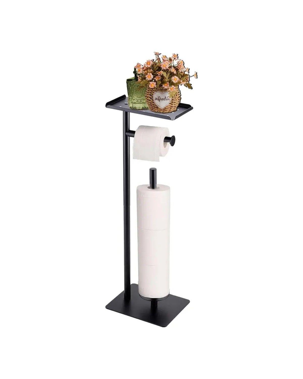 Porta Papel Higiénico Acero Inoxidable Pedestal Con Bandeja-0