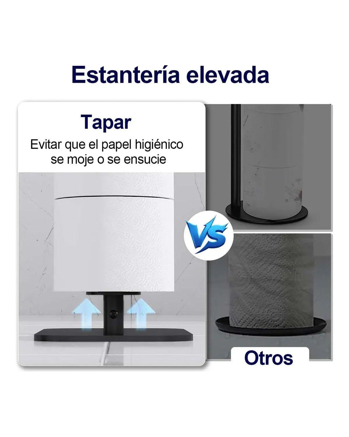 Porta Papel Higiénico Acero Inoxidable Pedestal Con Bandeja-3