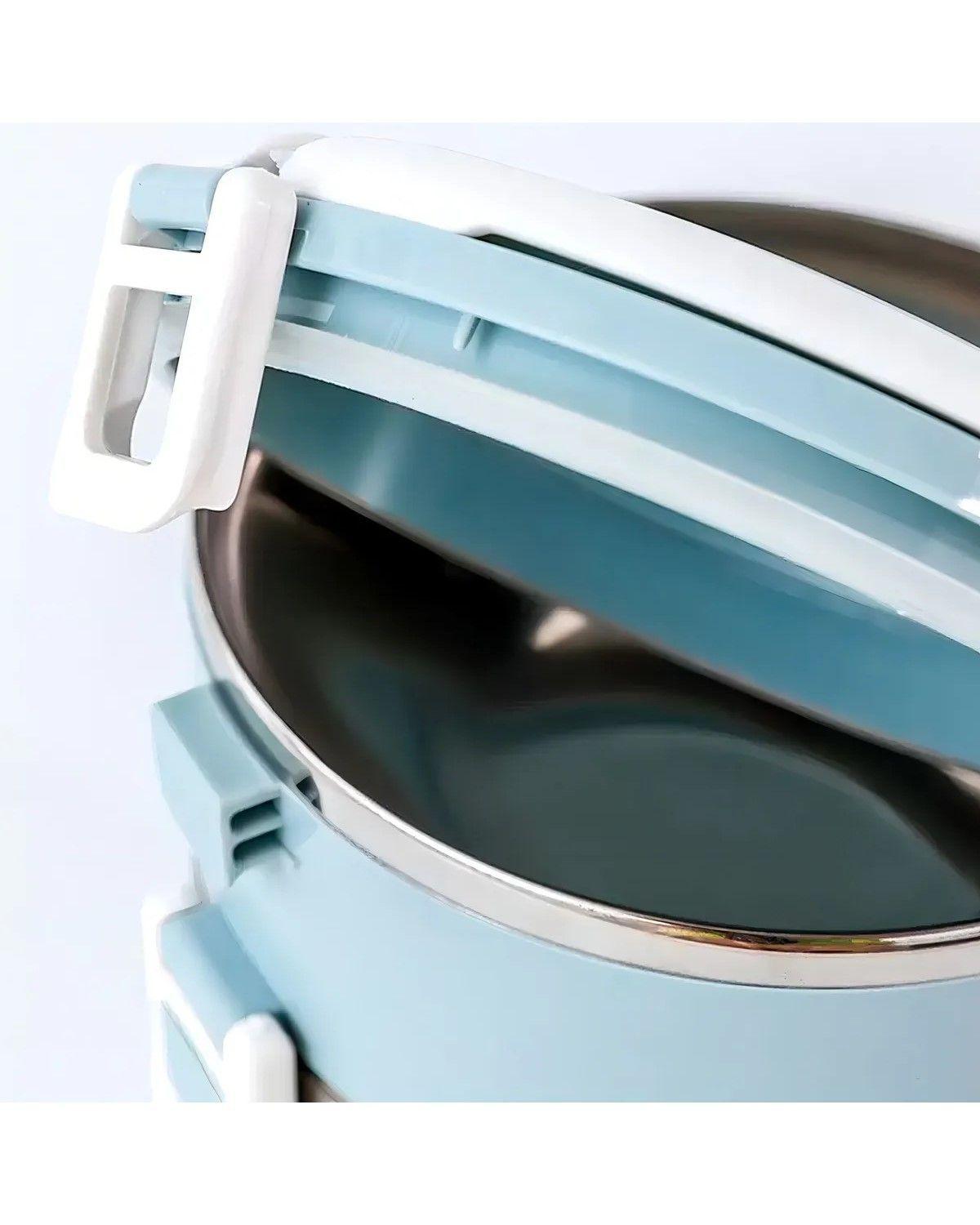 Lonchera Térmica Fiambrera 3 Niveles 2100ml: Comida Caliente Color Azul-1