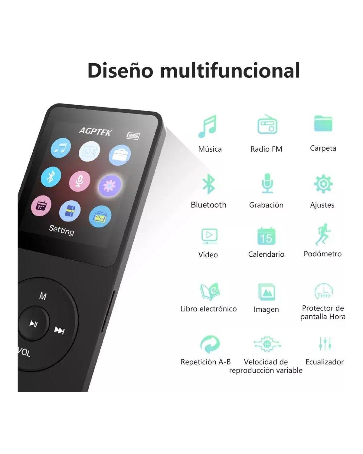 Reproductor Música Mp3 Bluetooth Radio Fm/grabador Voz-3