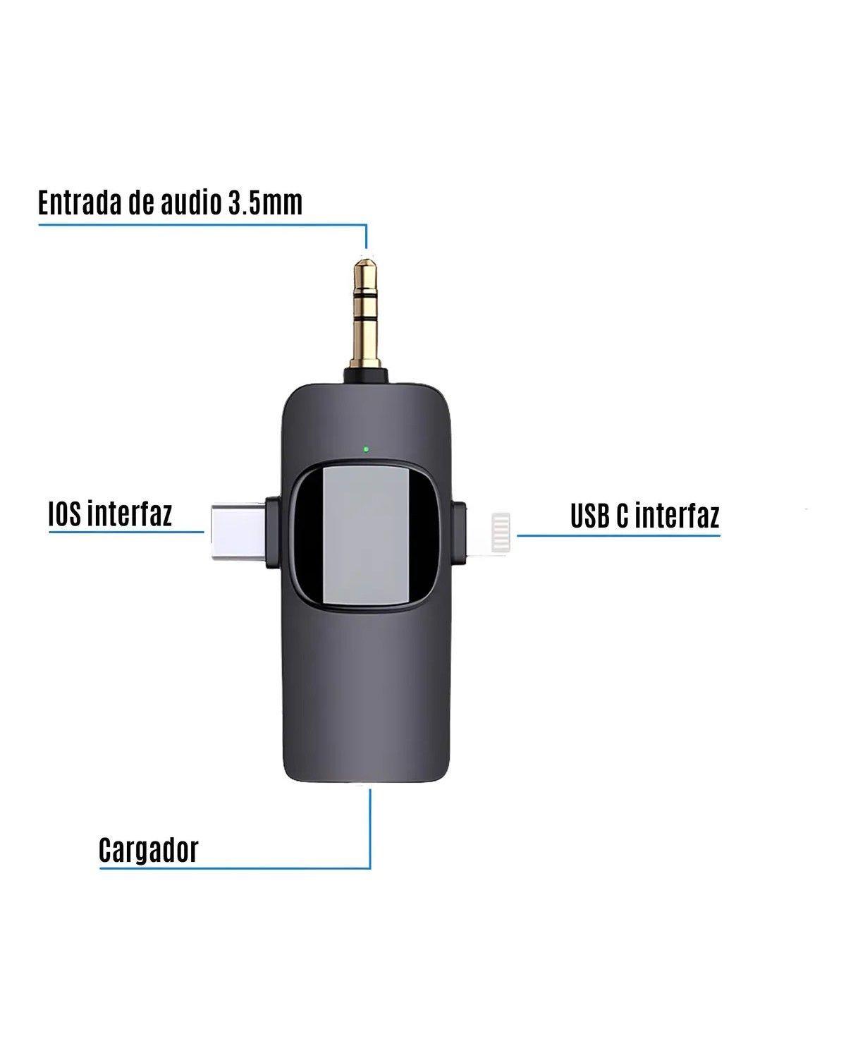 Pack 2 Microfonos Inalambrico 3 En 1 Para iPhone Android Pc Color Negro-4