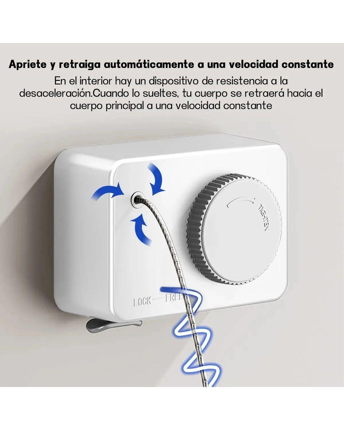Tendedero Retráctil Ropa Colgador Anticaída Acero Inoxidable Blanco-3