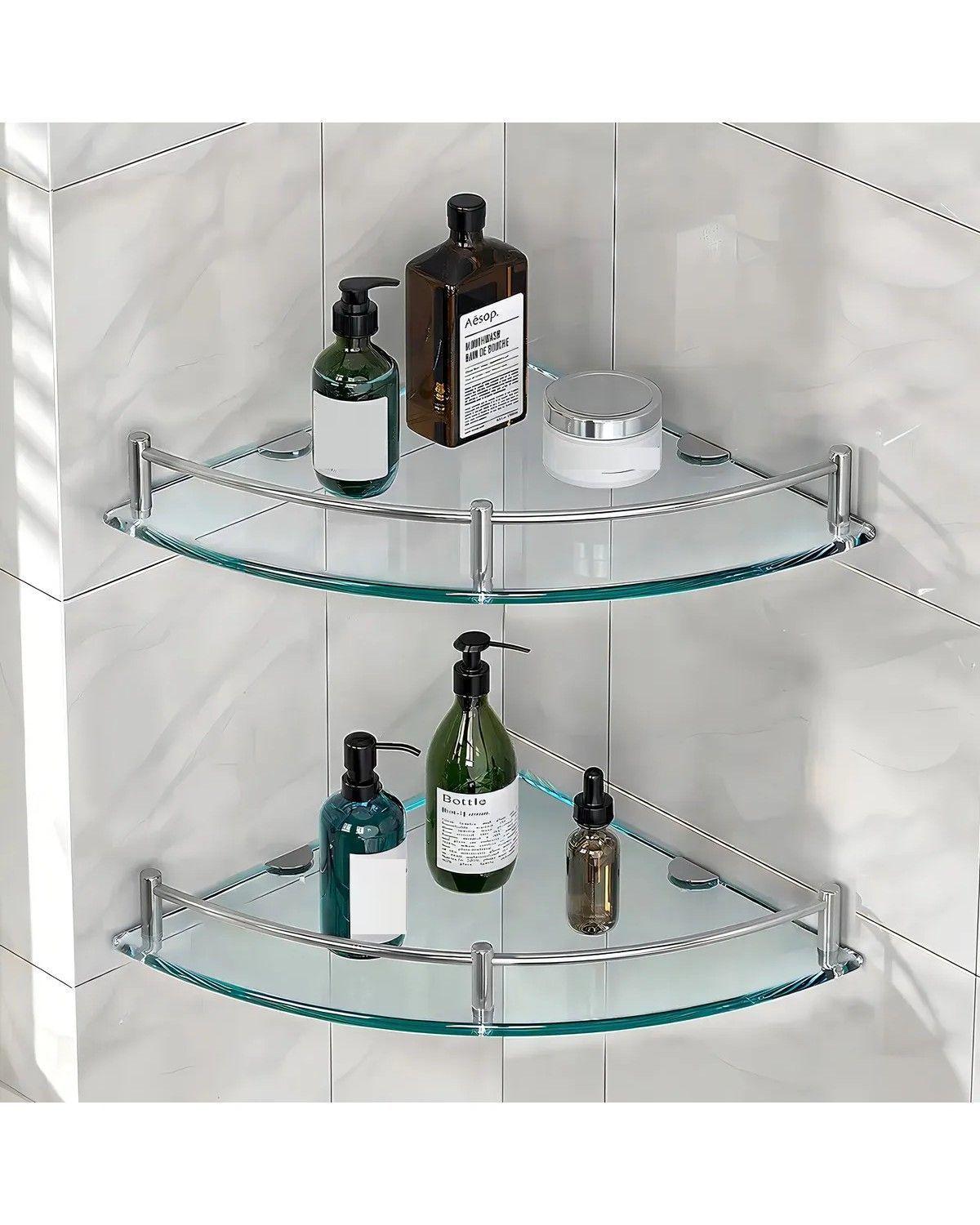 Repisas Esquineras De Vidrio P/baño 4 Pisos Cristal-3