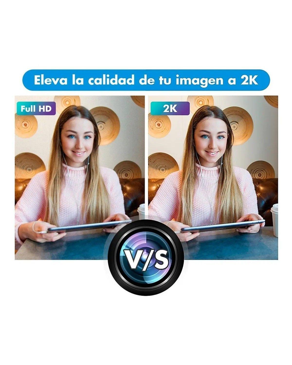 Webcam Camara Web 2k 1440p Usb Microfono Tripode Cubre Lente Color Negro-2