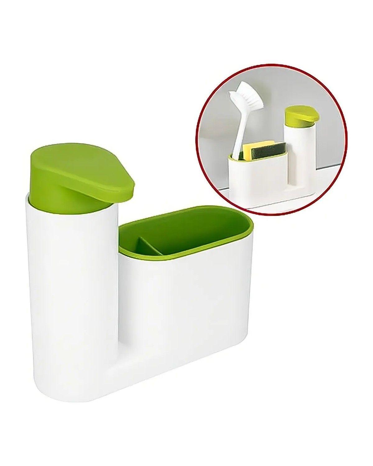 Dispensador De Jabón Lavalozas Lavaplatos Y Porta Esponja Color Blanco-1