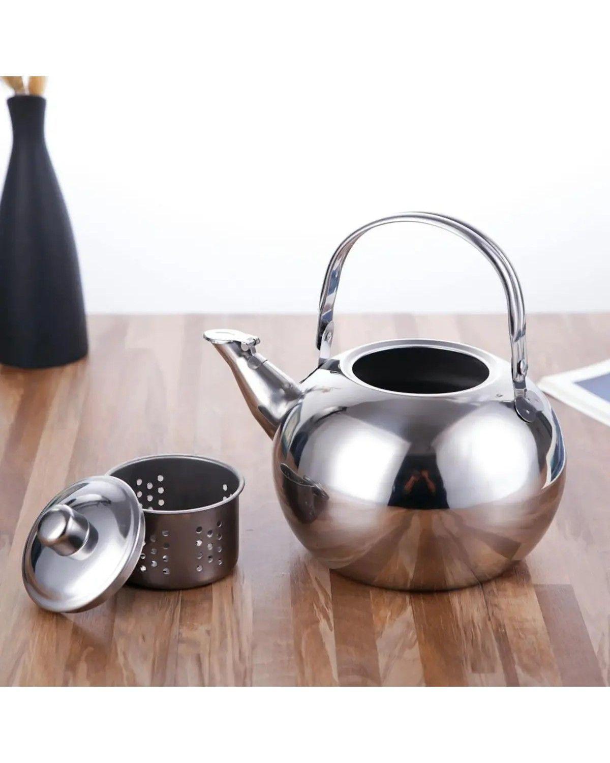 Tetera Acero Inoxidable Preparar Té Infusor 600ml - Color Plateado-2