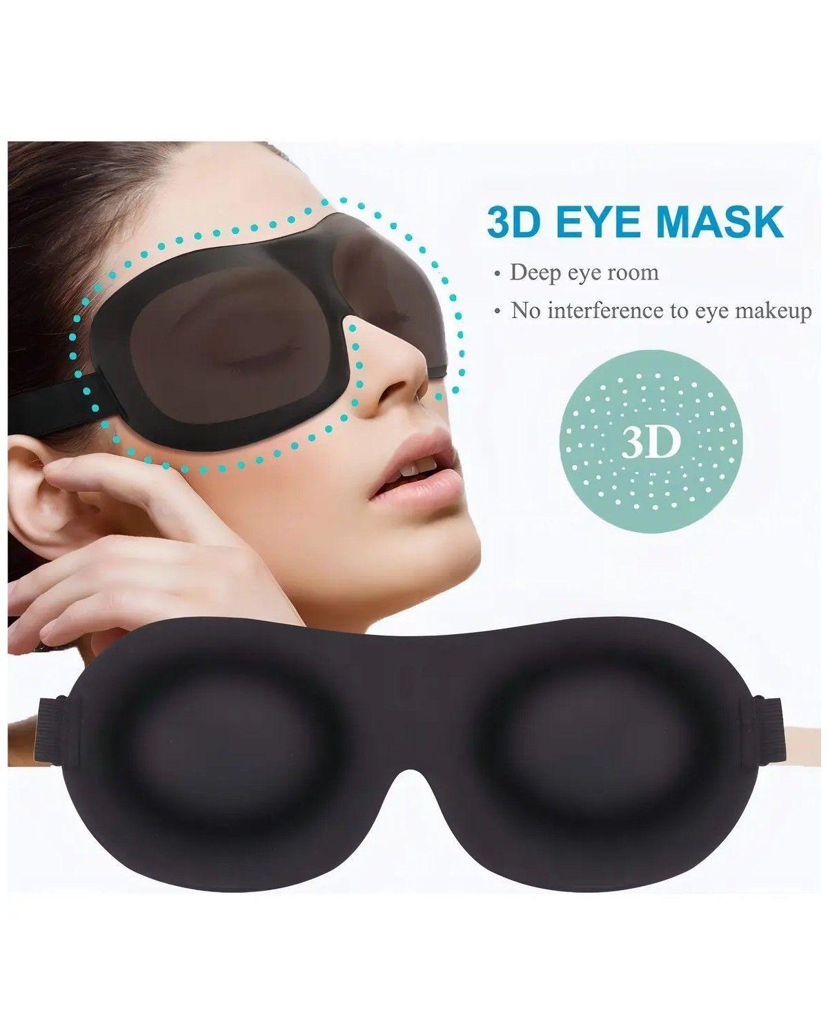 Antifaz para Dormir 3D Ajustable y Transpirable con Tapones para Oídos-3