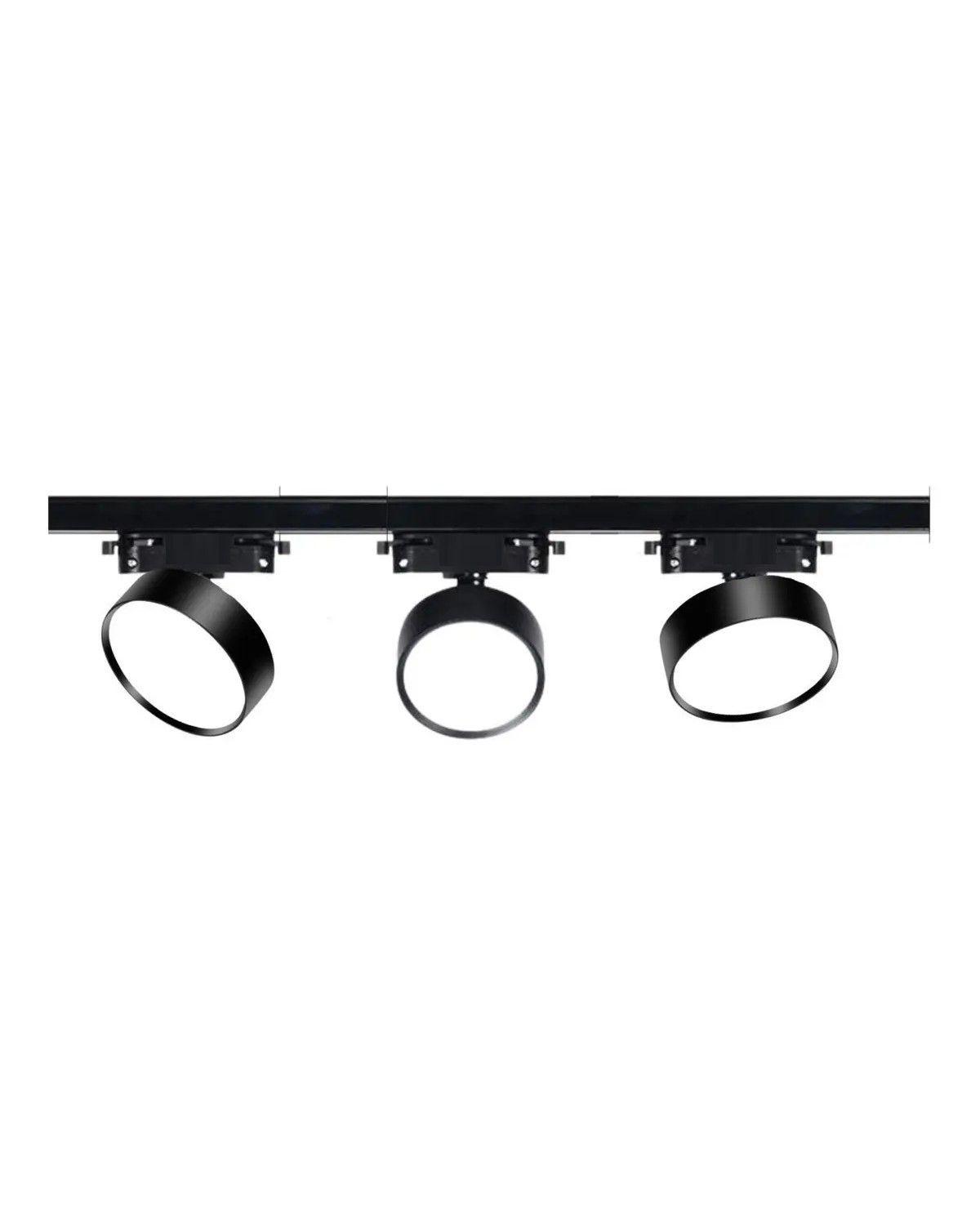Pack 3 Foco Riel Panel Plafón Led 36w + Riel Monofásico Estructura Negro-0