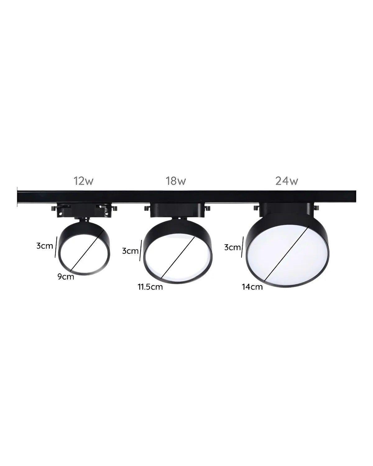 Pack 3 Foco Riel Panel Plafón Led 36w + Riel Monofásico Estructura Negro-4
