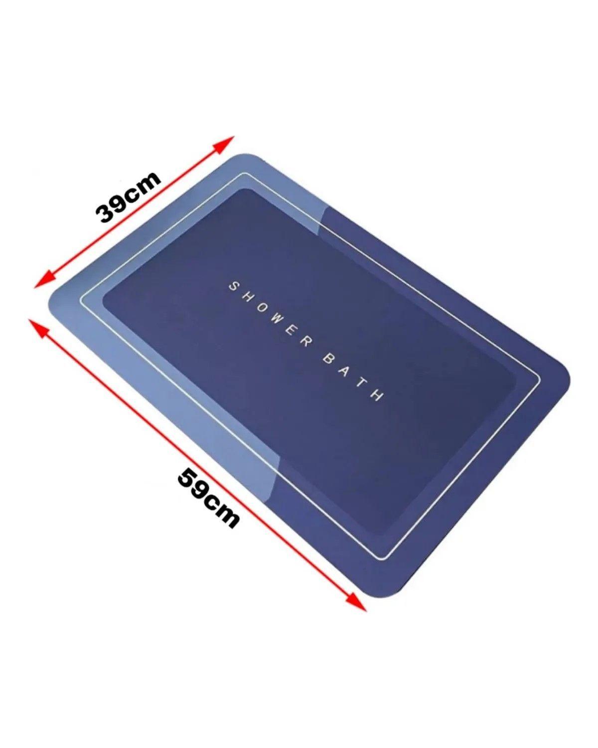 Alfombra Tapete Absorbente Para Baño Antideslizante Hogar Color Azul Rectangular-3