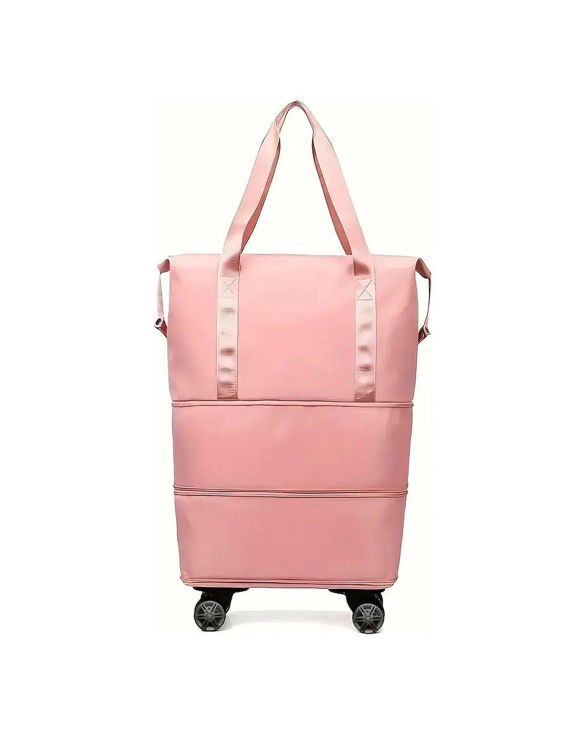 Bolso De Viaje Con Ruedas Maleta Expandible Rosado-1
