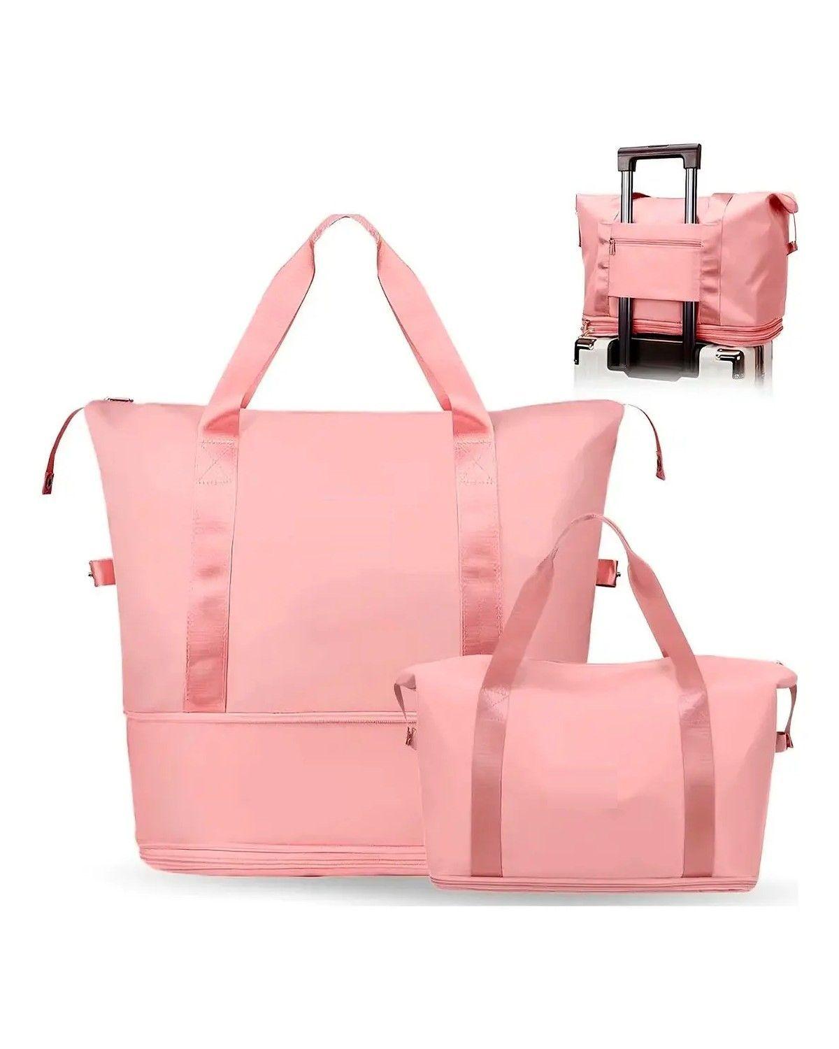 Bolso De Viaje Con Ruedas Maleta Expandible Rosado-2