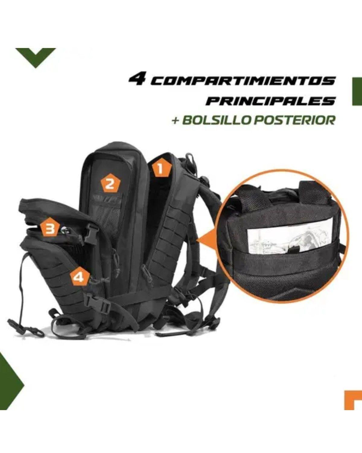 Mochila Tactica Militar Outdoor 45l Impermeable Color Negro-1