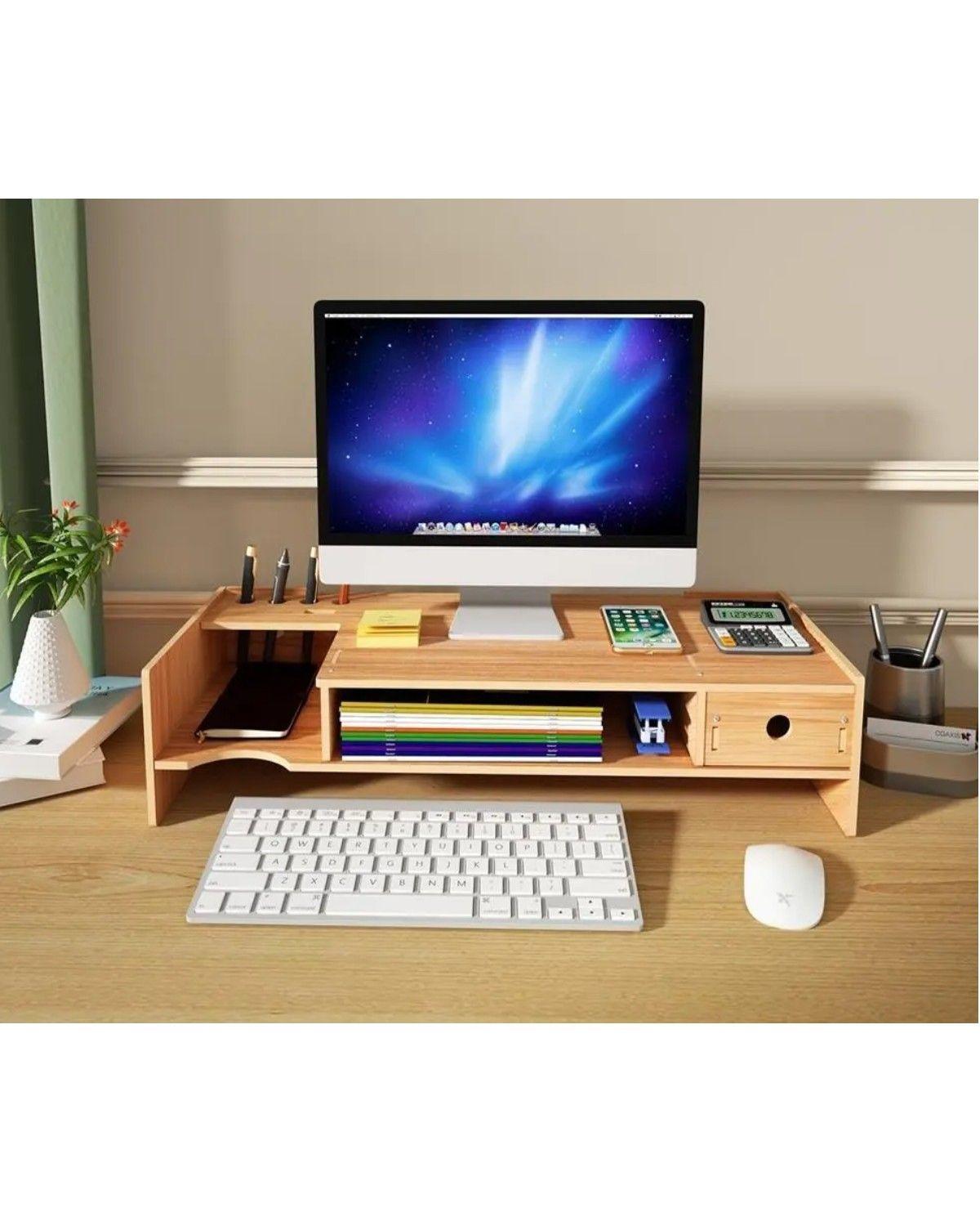 Elevador/organizador De Monitor Armable De Madera Escritorio-2