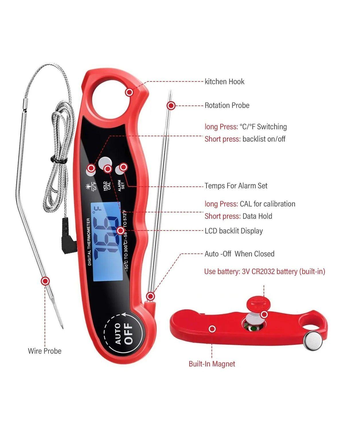 Termómetro Digital De Carne De Doble Sonda Alarma-2