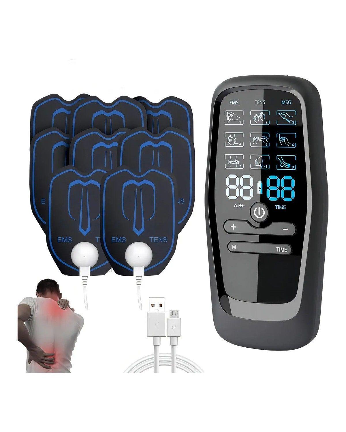 Masajeador Portátil 9 Modos 4 Parches para dolor muscular-0