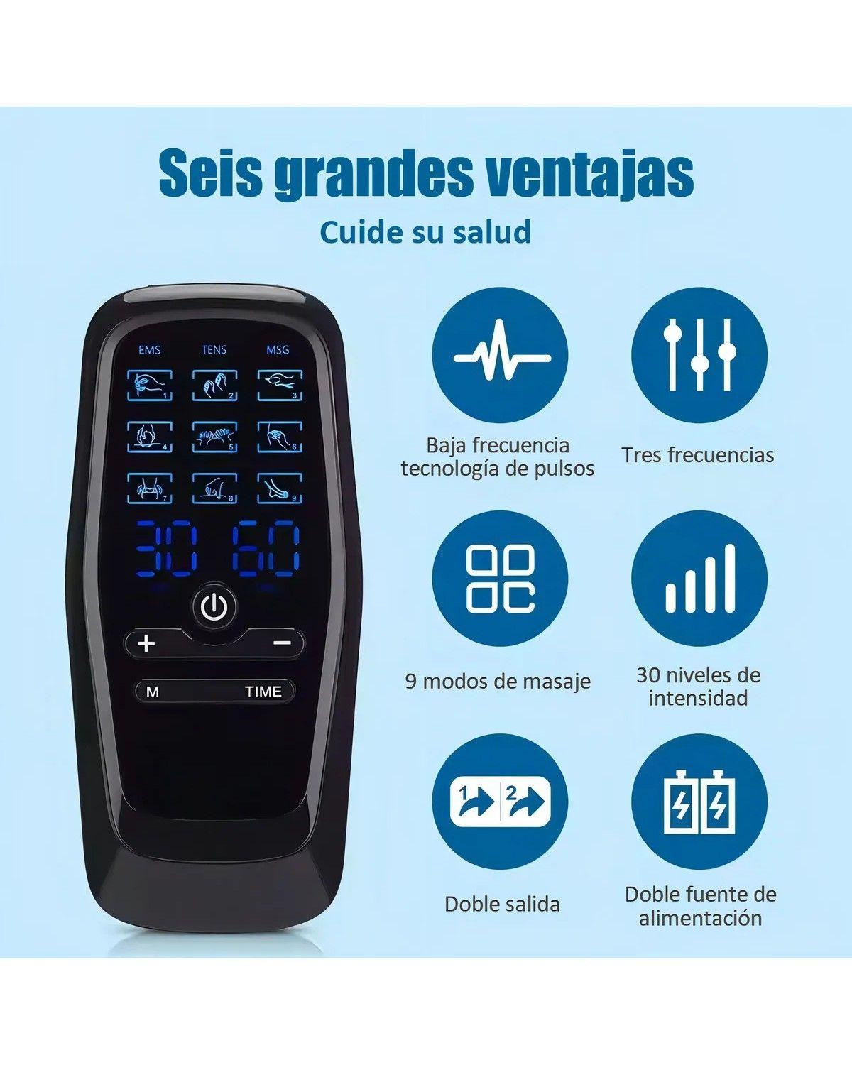 Masajeador Portátil 9 Modos 4 Parches para dolor muscular-1