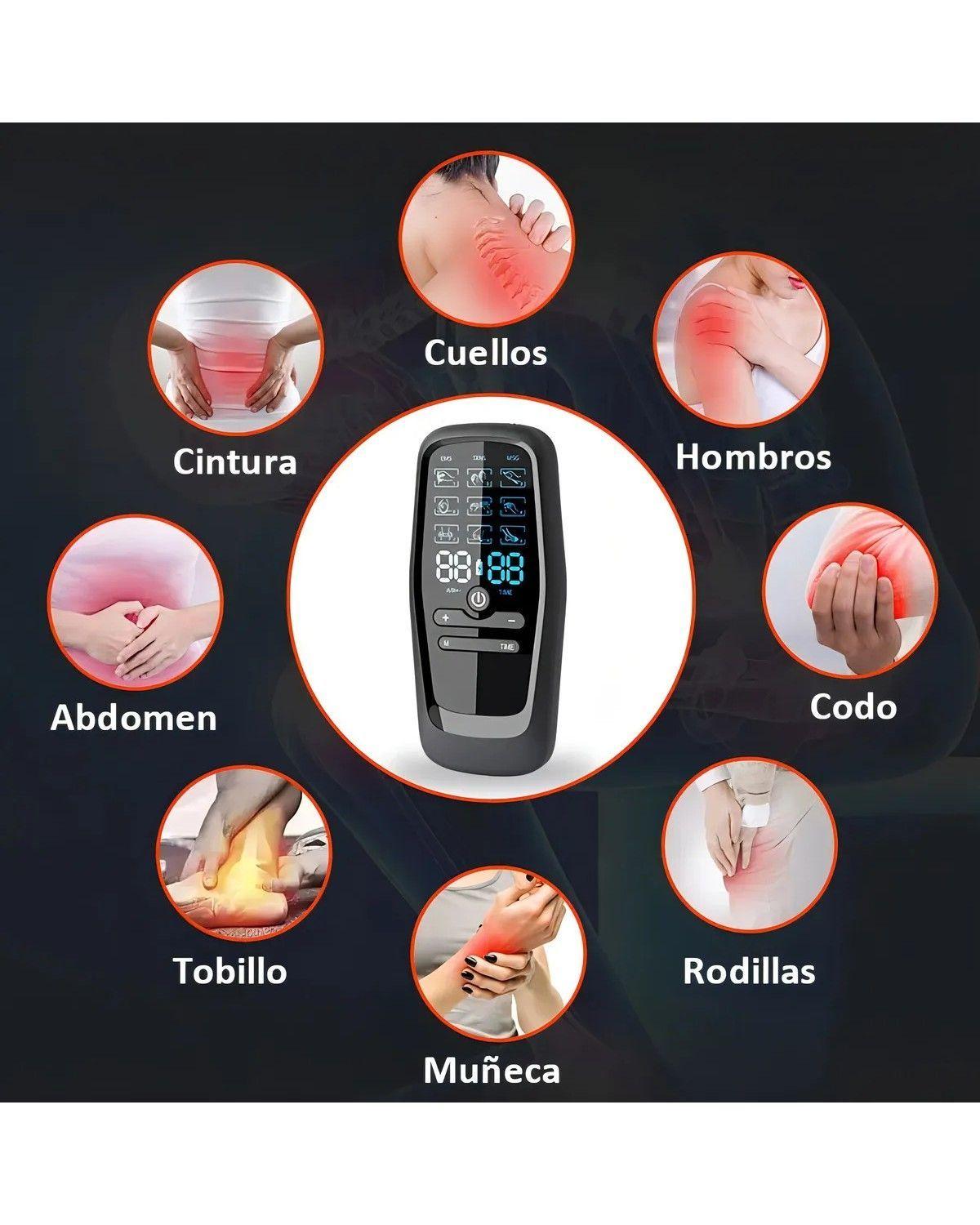 Masajeador Portátil 9 Modos 4 Parches para dolor muscular-2