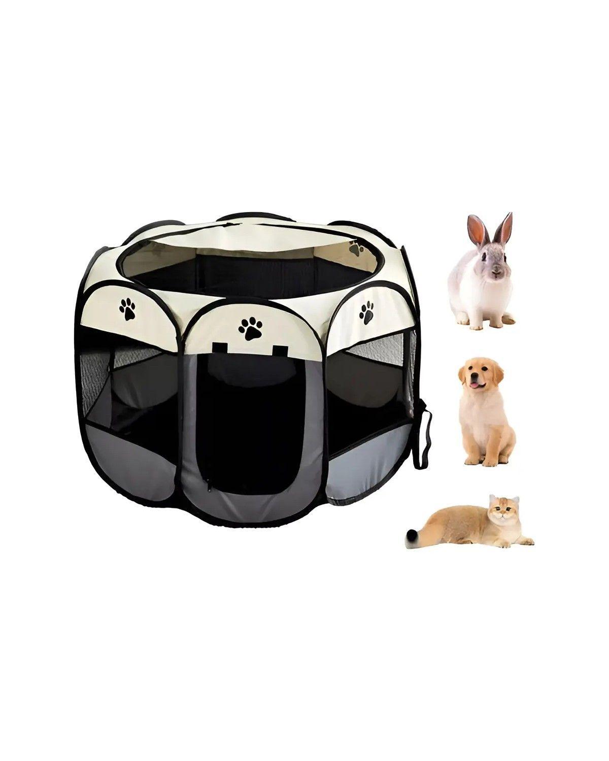 Corral Para Mascotas Talla Xl Jaula De Perros Gatos Conejos Color Blanco Gris Diseño Bicolor-1