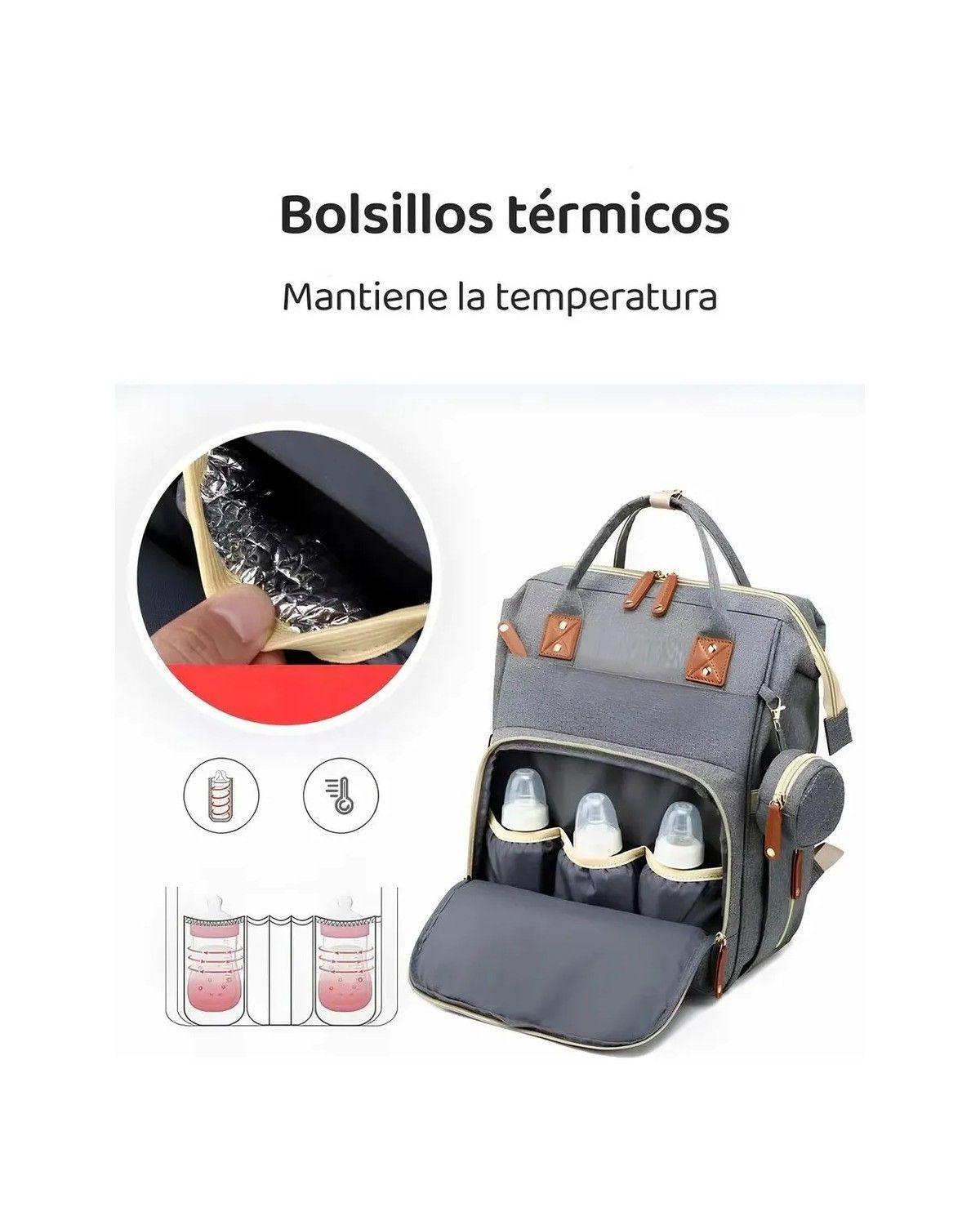 Mochila Maternal Impermeable Con Accesorios Negra Color Negro-3