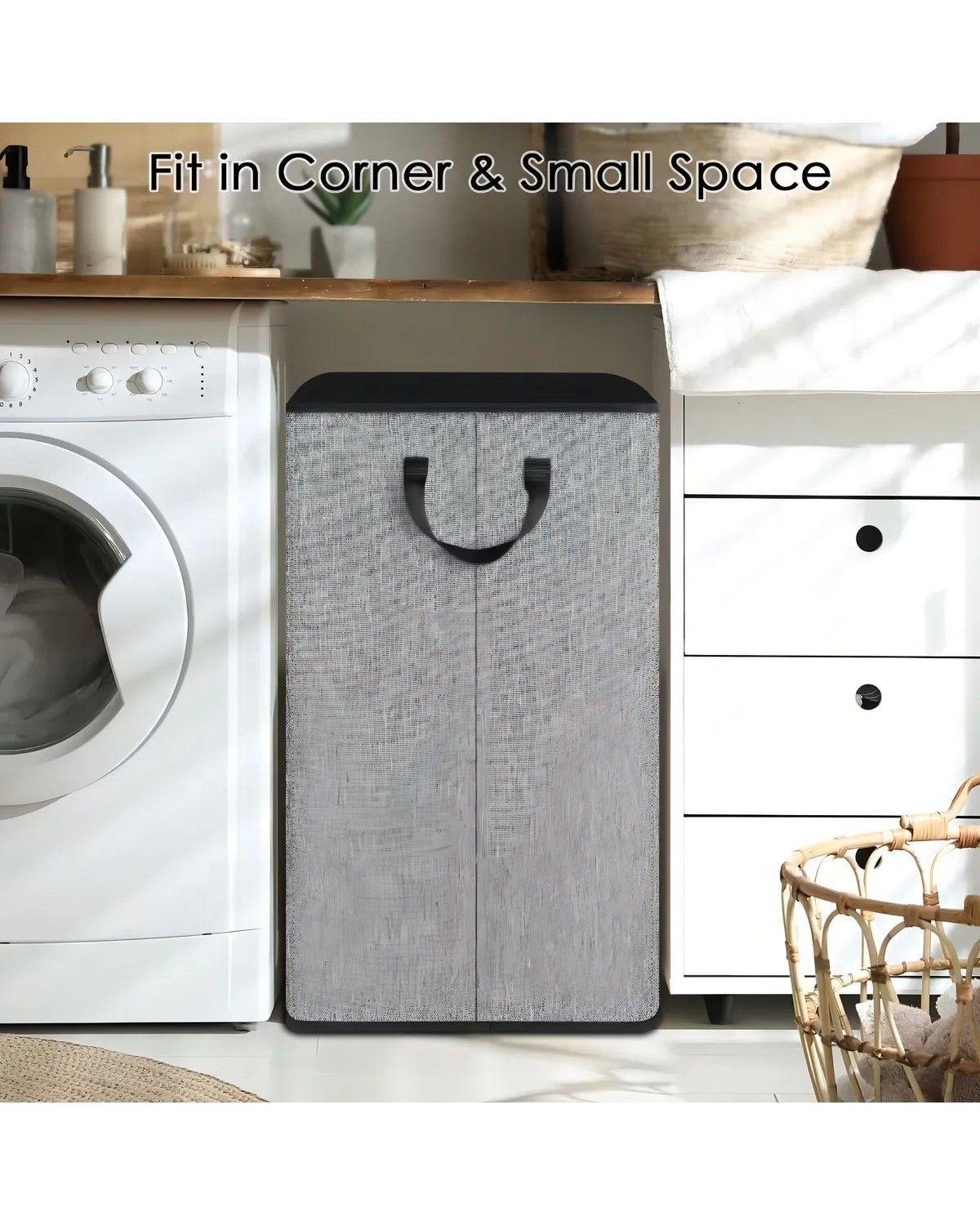Cesto de Ropa Plegable 80L Grande Rectangular y con Asas Resistentes Ideal para Baño y -3