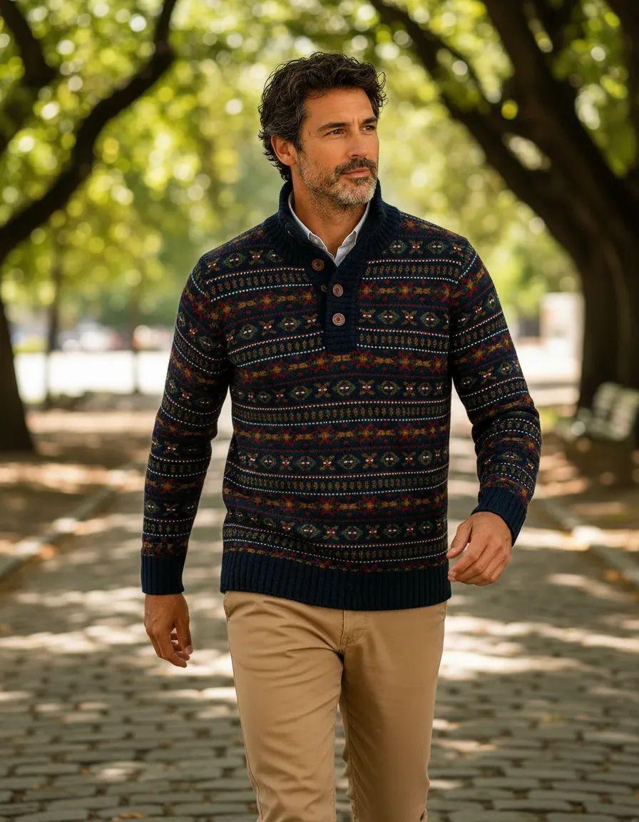 Sweater Hombre Bariloche Cuello con Botones L HONNE Classic-3