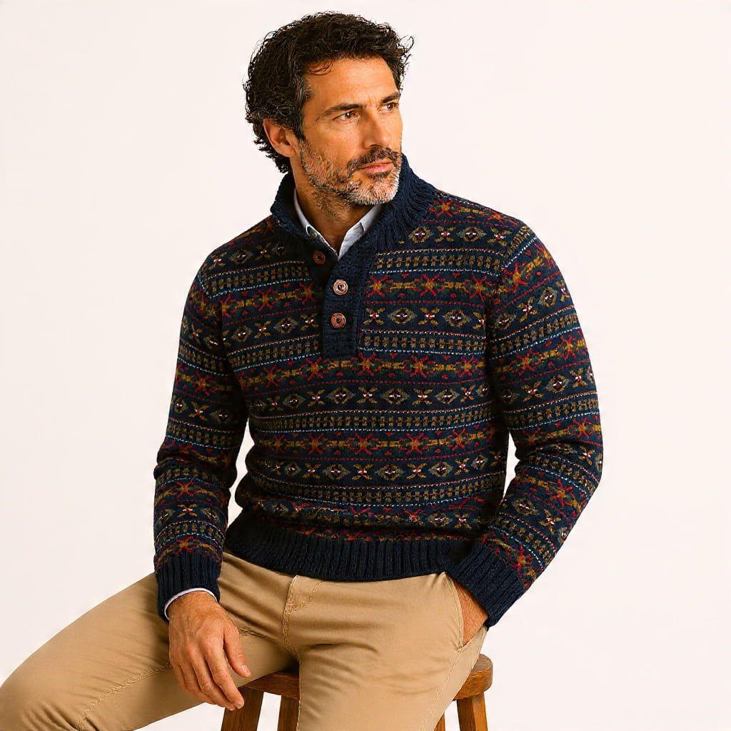 Sweater Hombre Bariloche Cuello con Botones L HONNE Classic-5