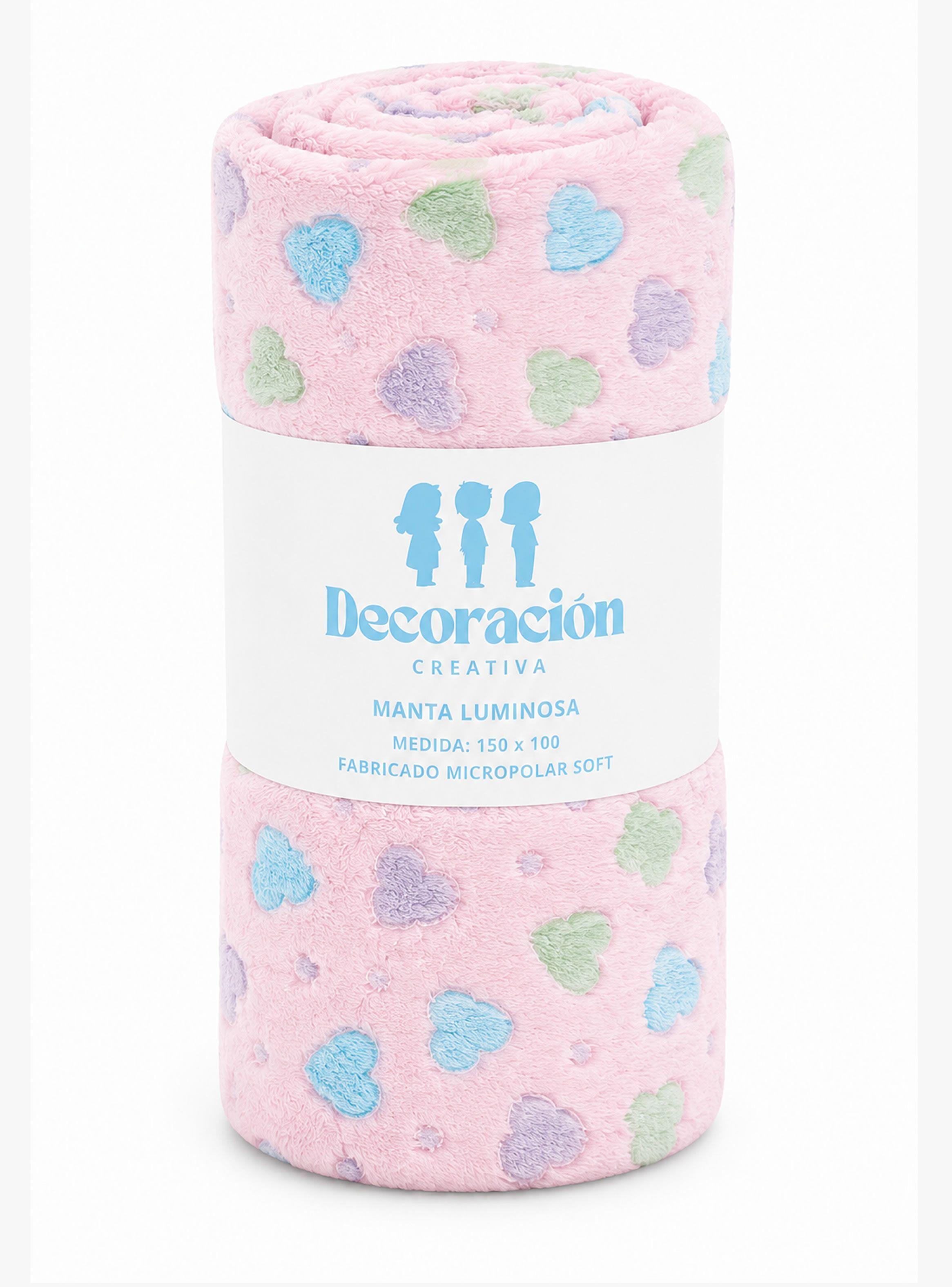 Manta Luminosa Infantil Corazones Rosa-3