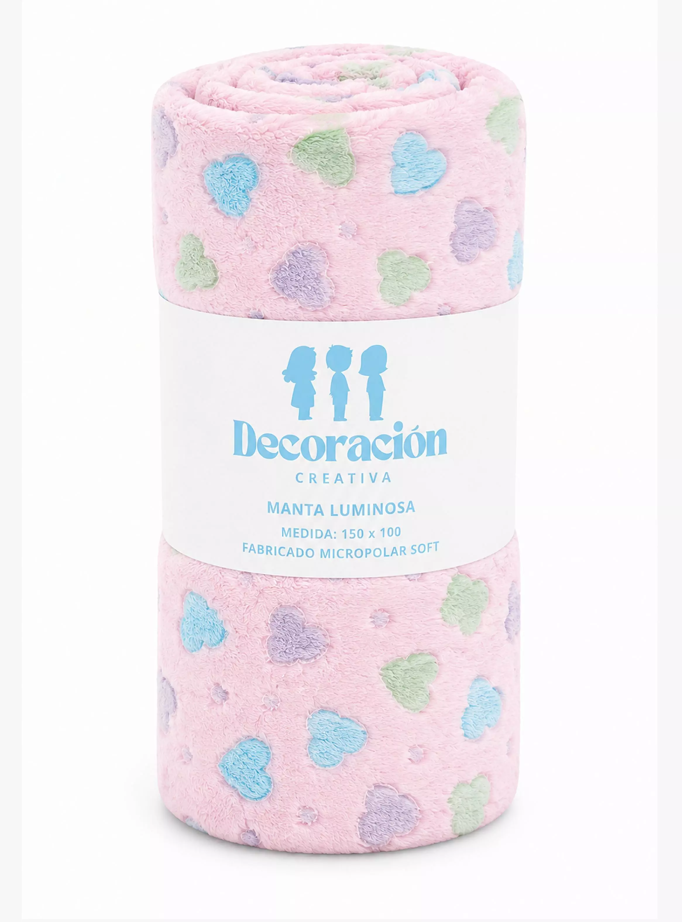 Manta Luminosa Infantil Corazones Rosa-3