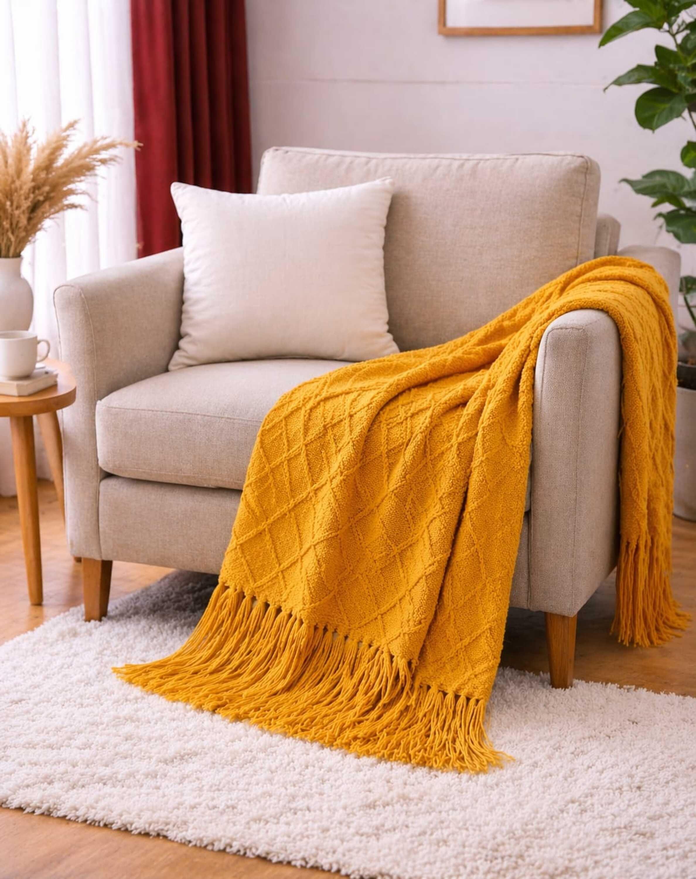 Manta Flecos Amarilla-2