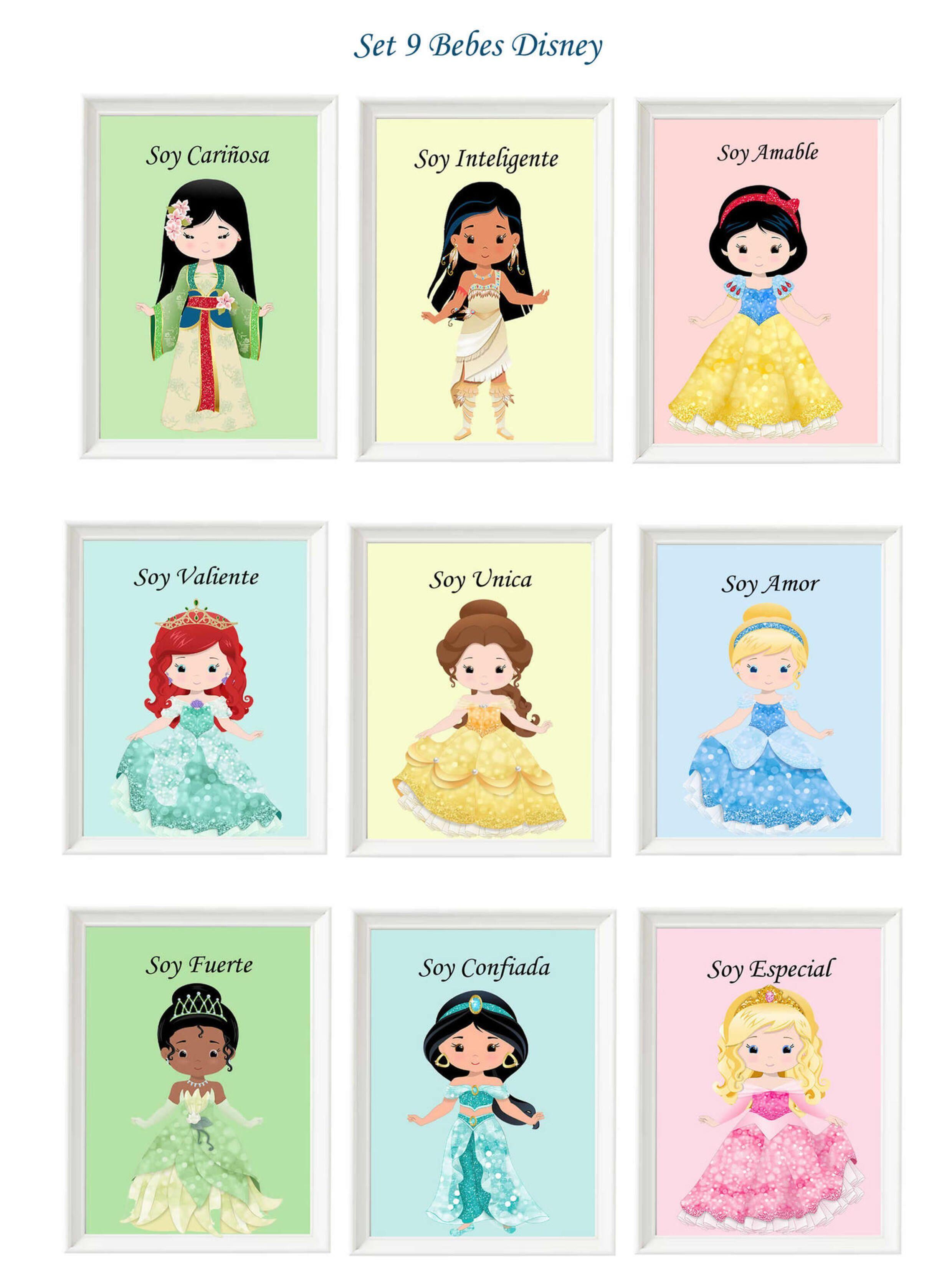 Set 9 cuadros Princesas Bebés Disney -0