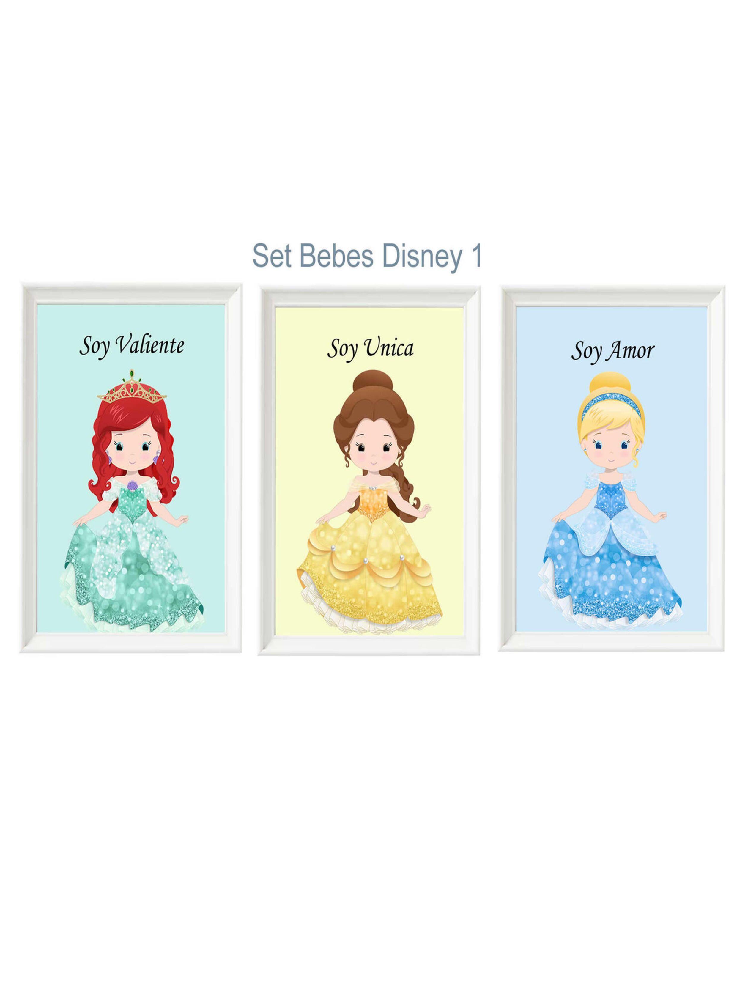 Set 9 cuadros Princesas Bebés Disney -1