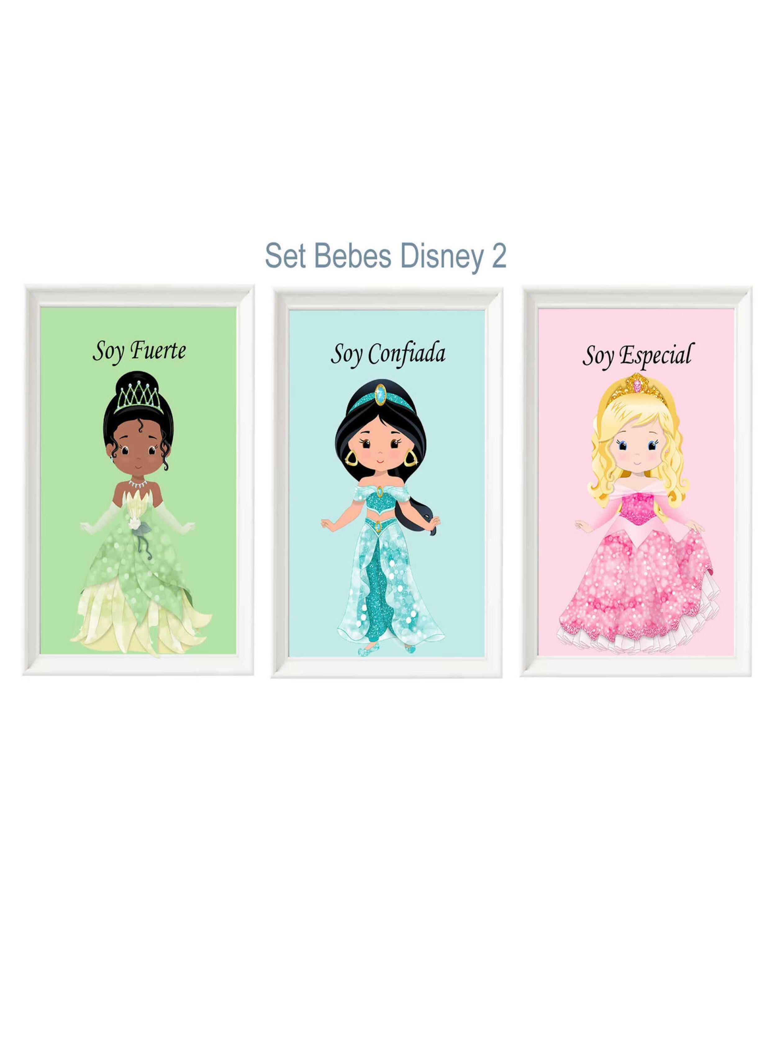 Set 9 cuadros Princesas Bebés Disney -2